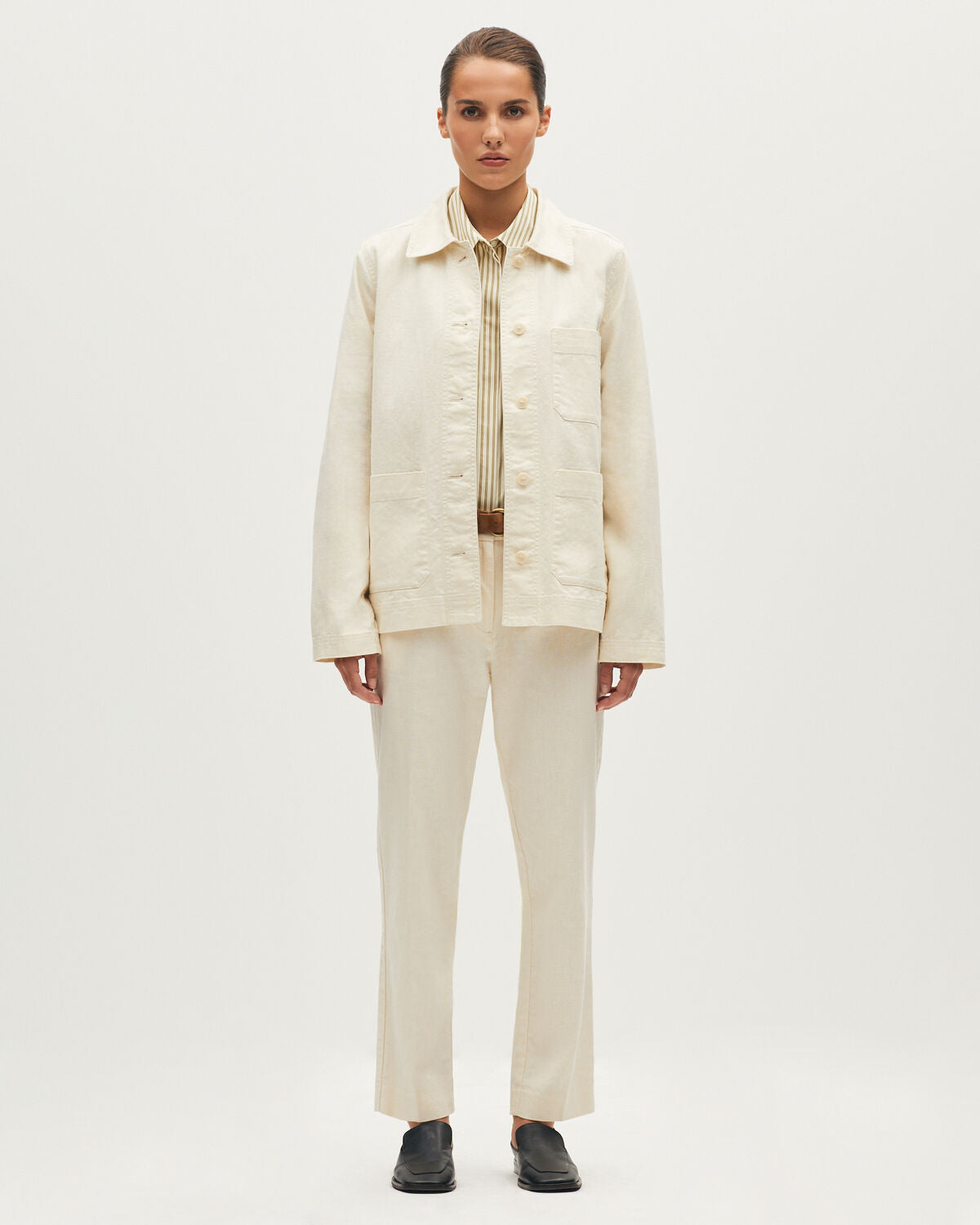Veste workwear en lin et coton - H303 WHITE SWAN - 2