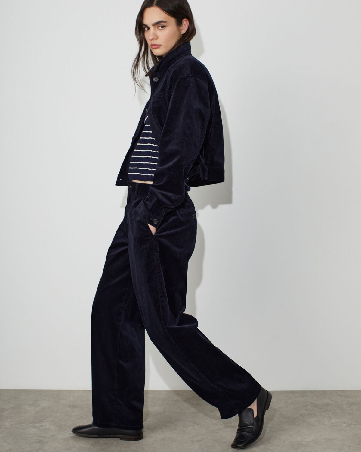 Blouson en velours côtelé - U690 NAVY - 1