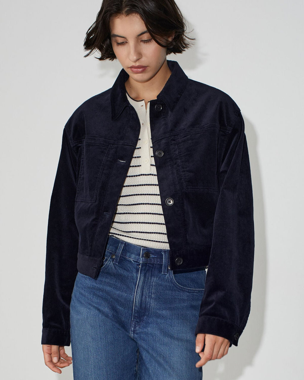Blouson en velours côtelé - U690 NAVY - 2