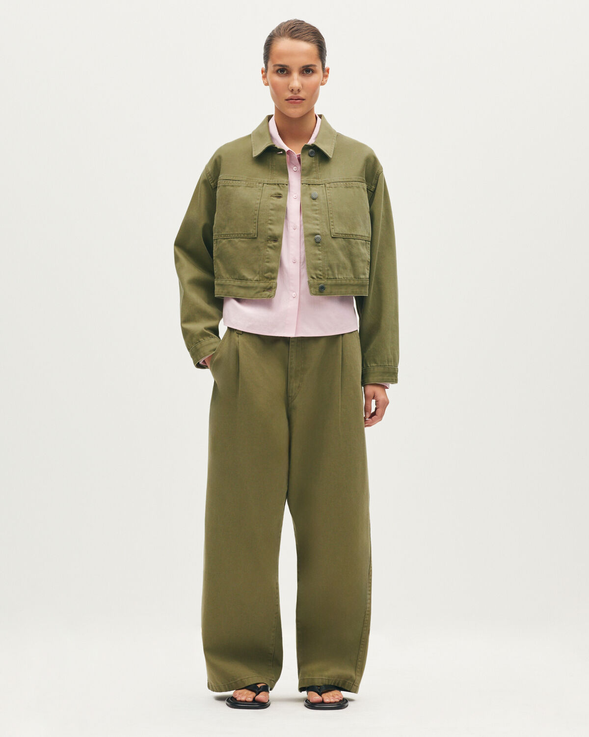 Veste courte en denim - L570 MOSS GREEN - 2