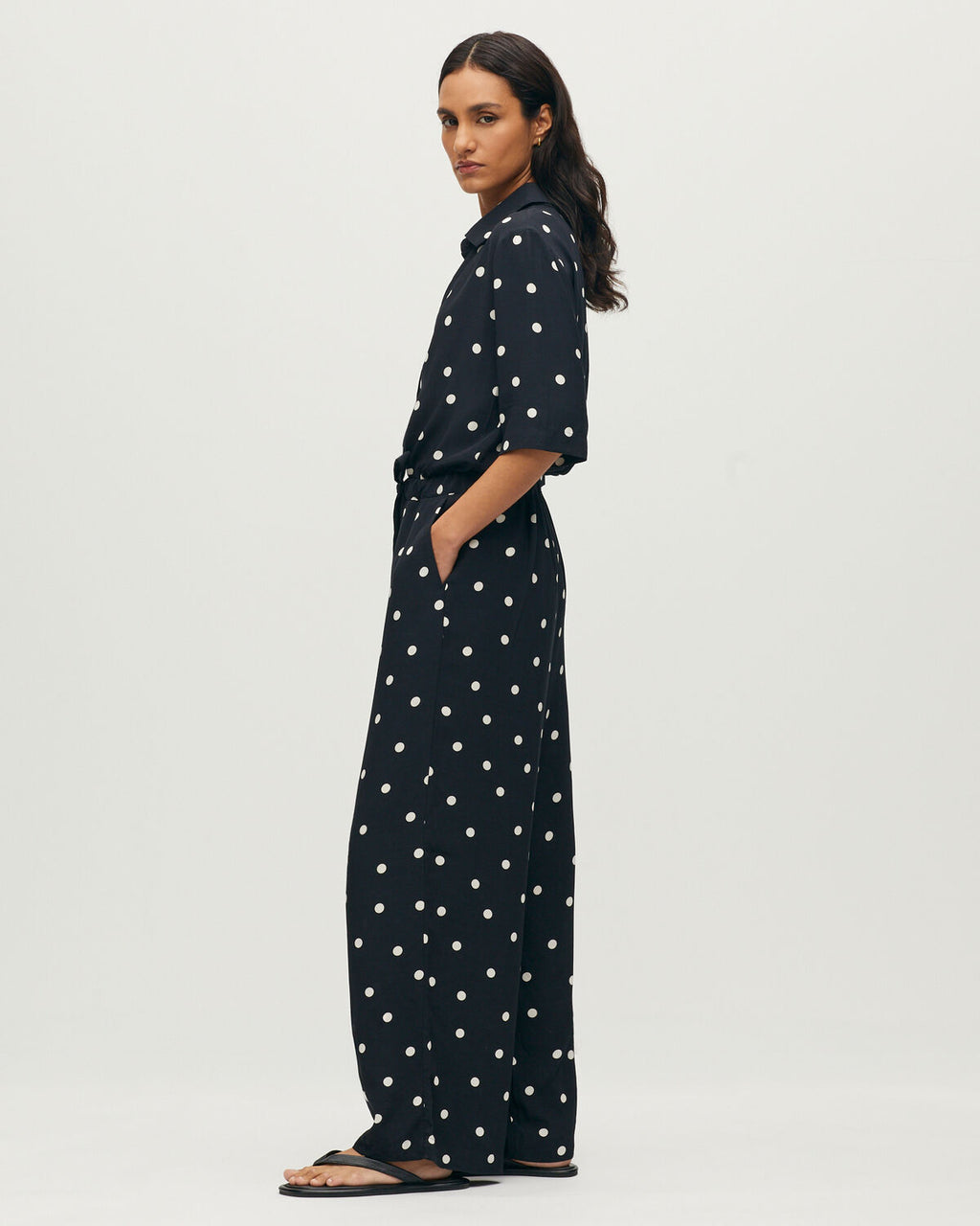 Combinaison pantalon fluide à pois - L093 NEW DOTS BLACK - 2