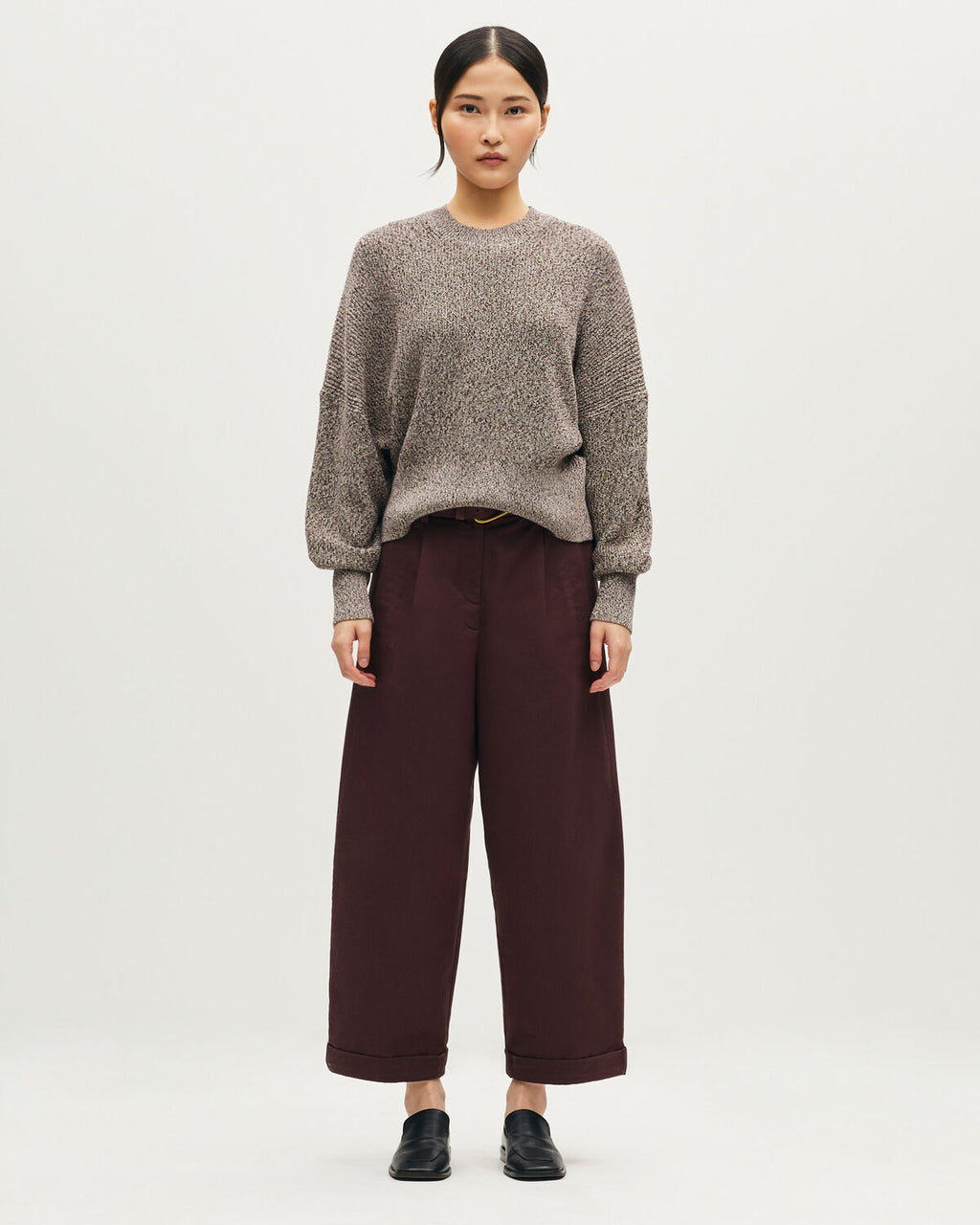 Pull col rond en coton - L341 MEL ALBORE CHOCO - 2