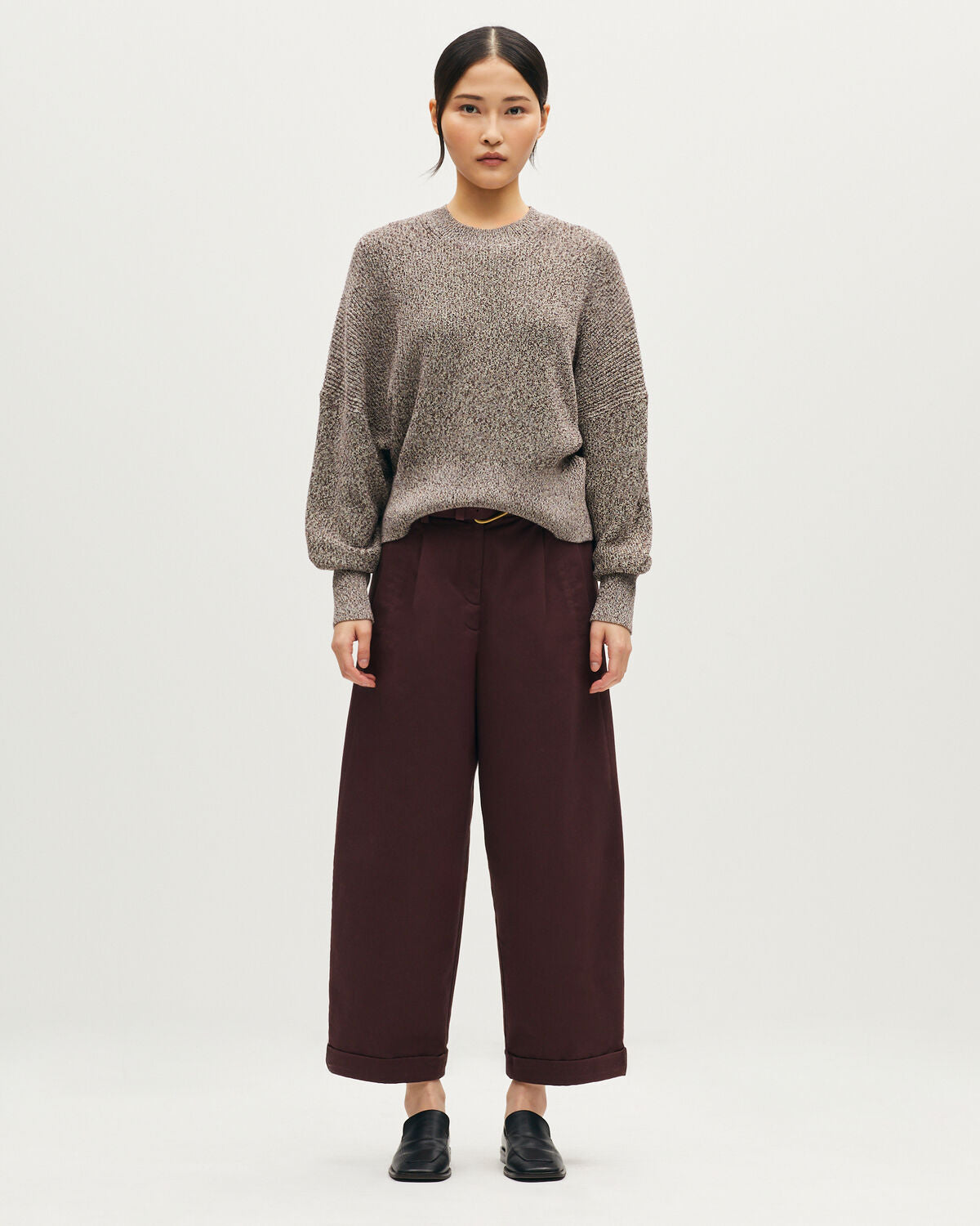 Pull col rond en coton - L341 MEL ALBORE CHOCO - 2