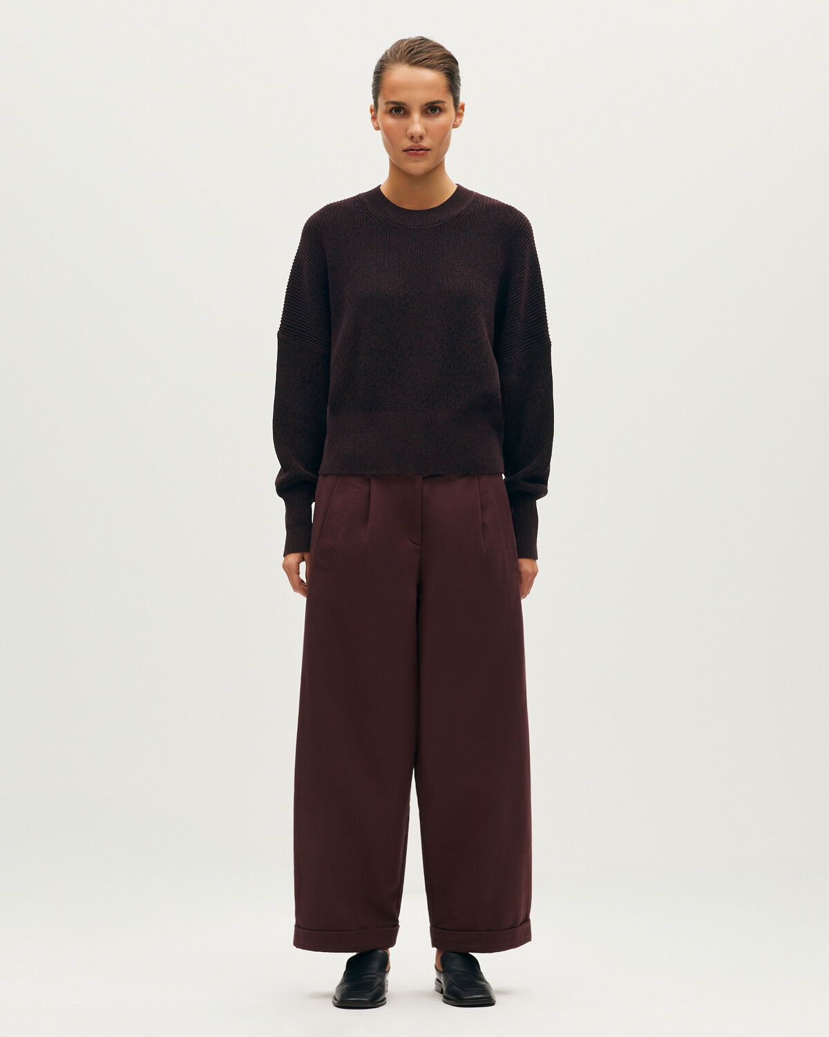 Pull col rond en coton - L381 MEL CHOCO BLACK - 2