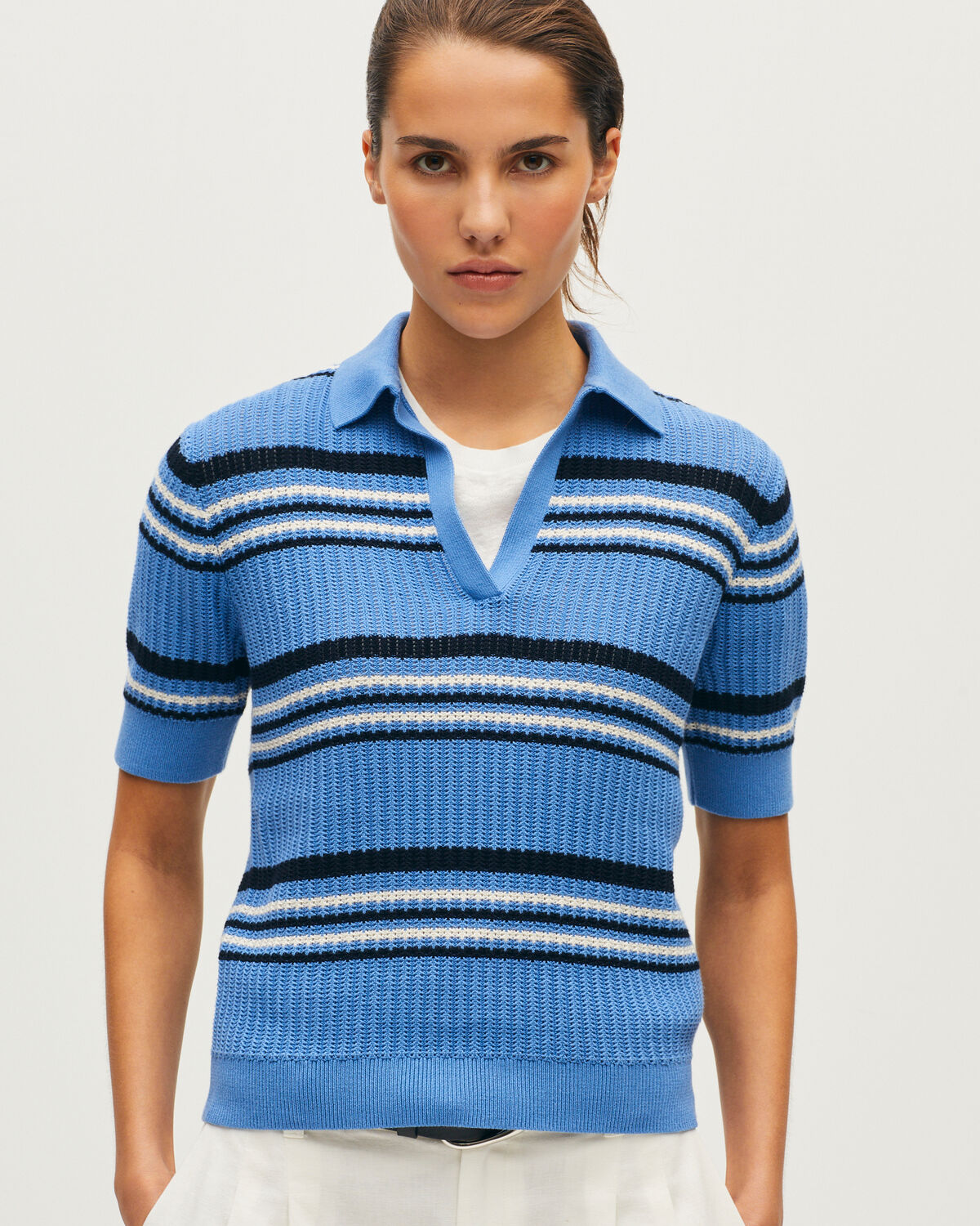 Polo en maille point fantaisie - L640 ST BLUE BLACK - 1