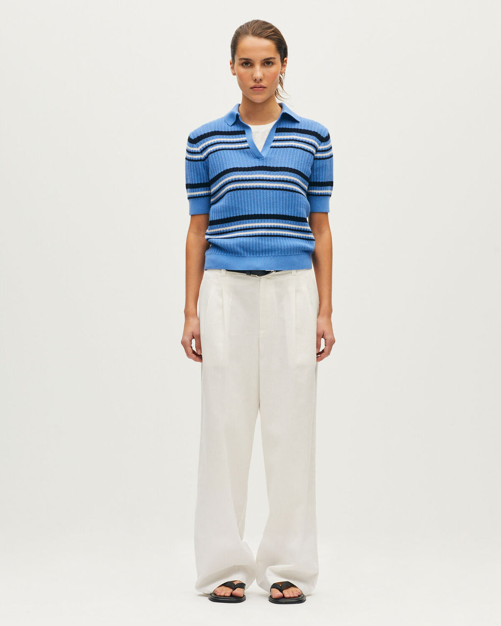 Polo en maille point fantaisie - L640 ST BLUE BLACK - 2