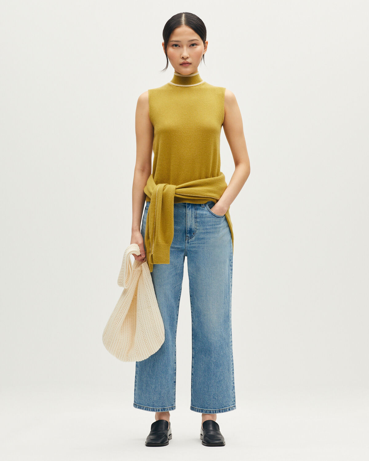 Pull sans manches en cachemire  - L471 BROWN GOLD ECRU - 2