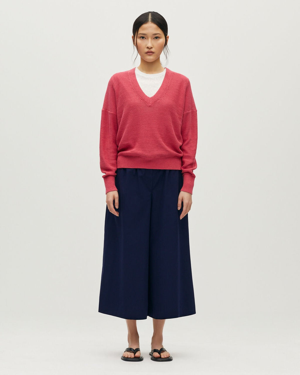 Pull col V en lin - L150 RED BEAUTY - 2