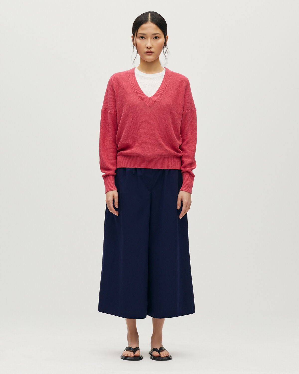 Pull col V en lin - L150 RED BEAUTY - 2