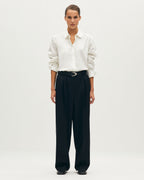 Pantalon barrel en laine - H091 BLACK BEAUTY - 1