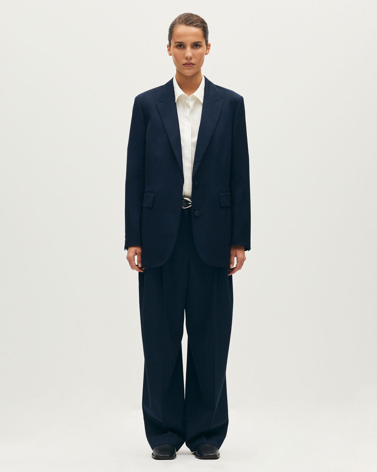 Pantalon barrel en laine - L690 SAPHIRE BLUE - 1