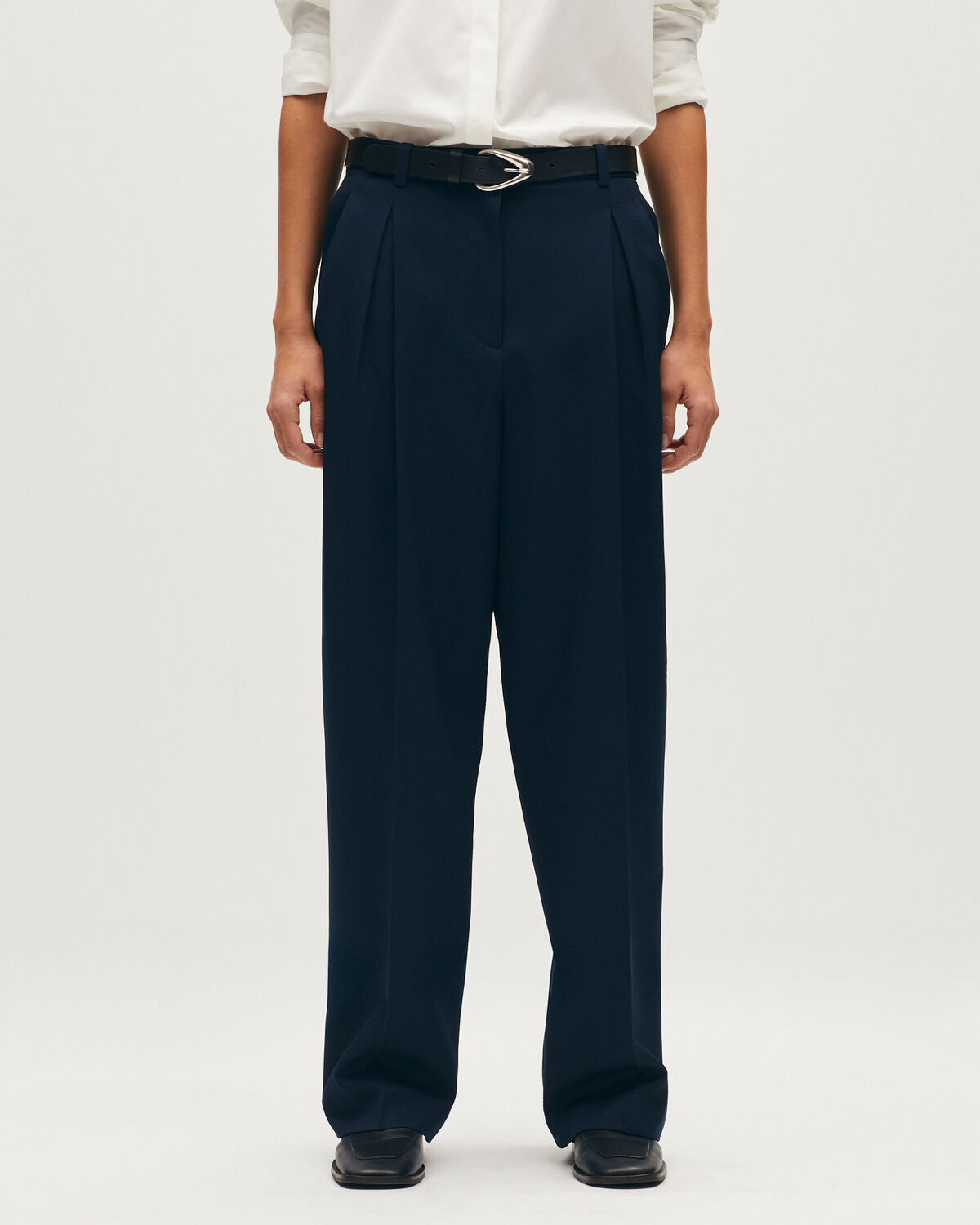 Pantalon barrel en laine - L690 SAPHIRE BLUE - 2
