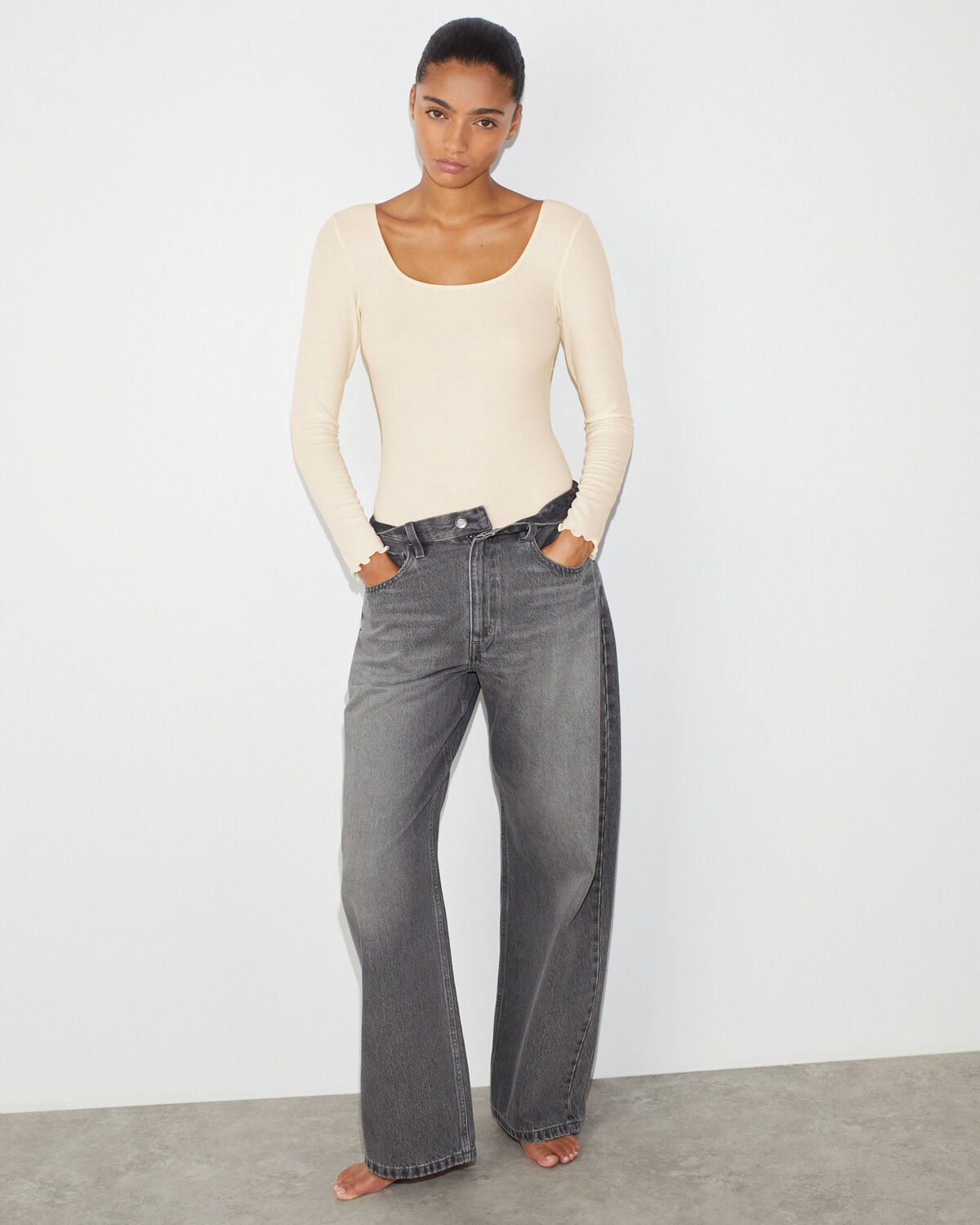 Body dos ouvert HEATTECH™ RIB CACHEMIRE - blanc casse - 1